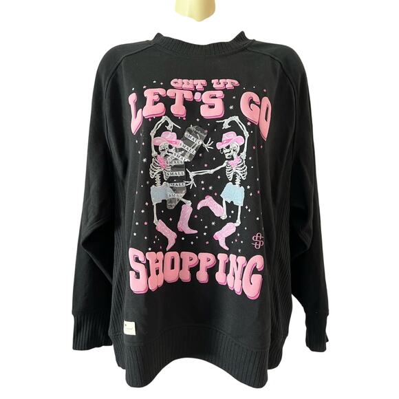 SIMPLY SOUTHERN Let’s Go Shopping Skeleton Graphic Long Sleeve Sweatshirt Size S - Picture 1 of 13